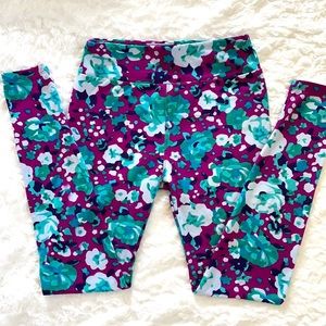 LuLaRoe leggings O/S one size 2-10 floral teal